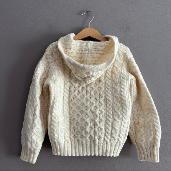 Aran Crafts 100% Merino Wool Kids Hooded Knit Cardigan Zip Sweater 6-7 Years - Picture 2 of 16